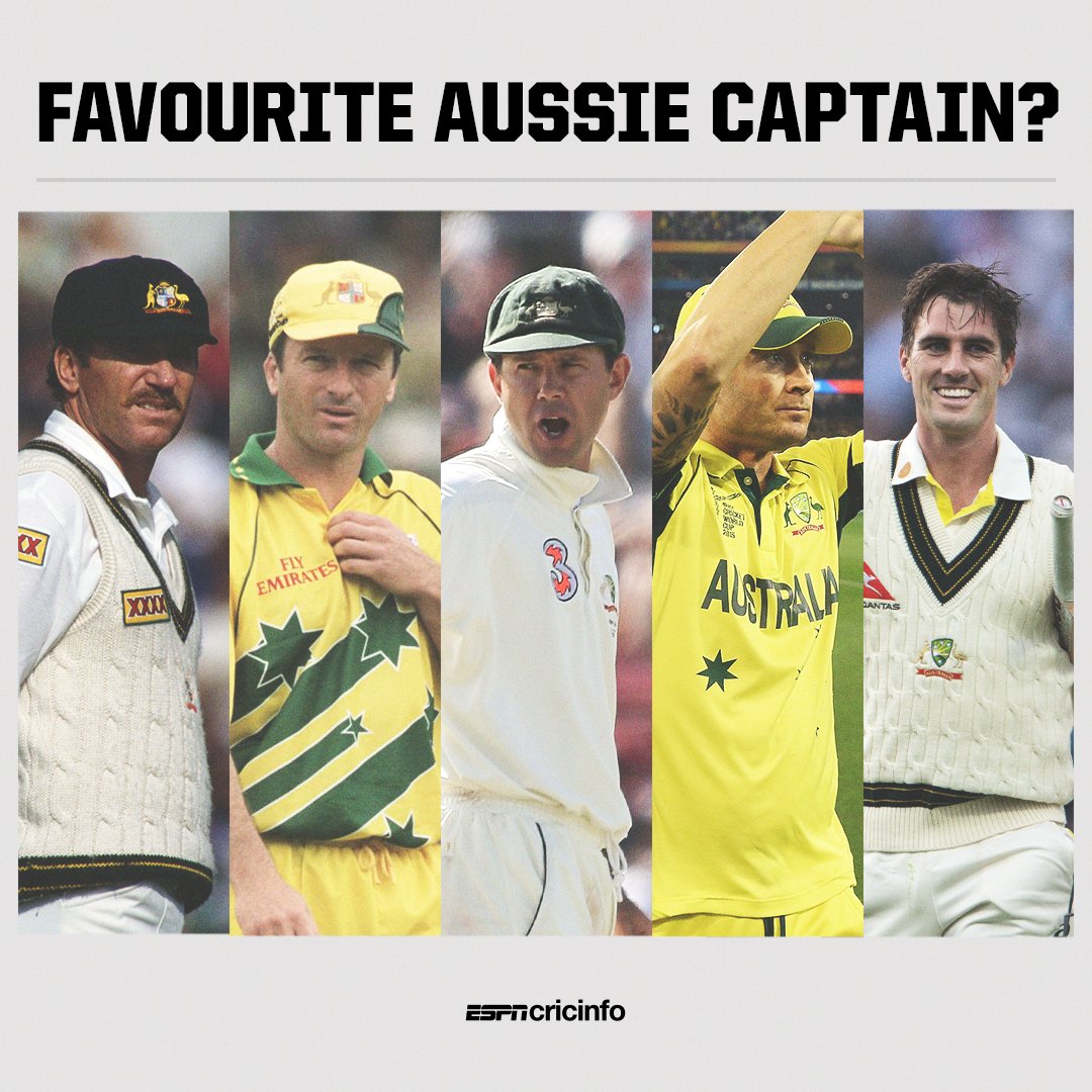 cricinfo's tweet photo. A nation of winning leaders - who tops your list? 🇦🇺 https://t.co/MvD2SpSu2Q