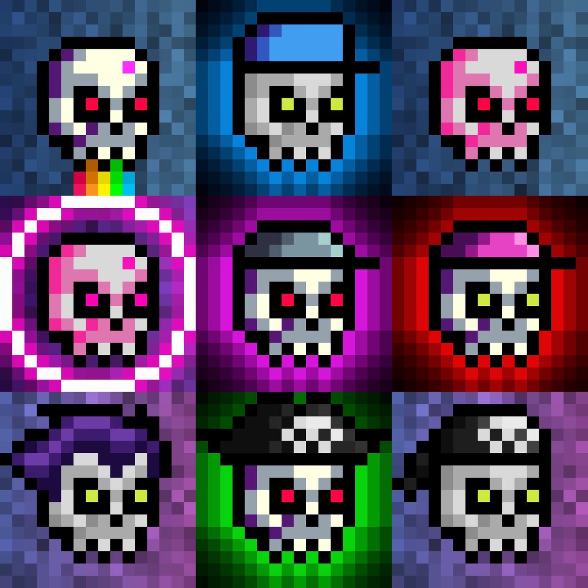 Simply256's tweet photo. Floating skulls are decapitated version of the skull type. As you know these guys hard to kill, and they are immune to many catastrophic injuries.
#KeepItSimple #16px #pixelart @opensea #openseaart #nftcollection #NFTartist #skull #pixelskulls #floating #levitation #gordongoner #simpleart #viral #opensea