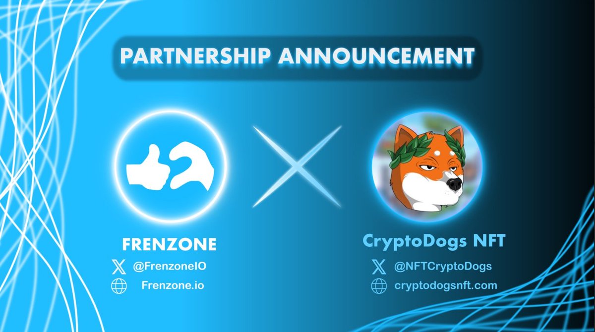 frenzoneIO's tweet photo. PARTNERSHIP ANNOUNCEMENT
Frenzone 🤝 CryptoDogs NFT

#Giveaway 🎁
🏆5 WL from @NFTCryptoDogs
🏆5 WL from @frenzoneio

To join: 
1️⃣ Follow @frenzoneio &amp; @NFTCryptoDogs
2️⃣Like❤️, RT &amp; comment

#Socialfi #Frenzone #Aptos #ETH #NFT https://t.co/rTf6IFJ20K