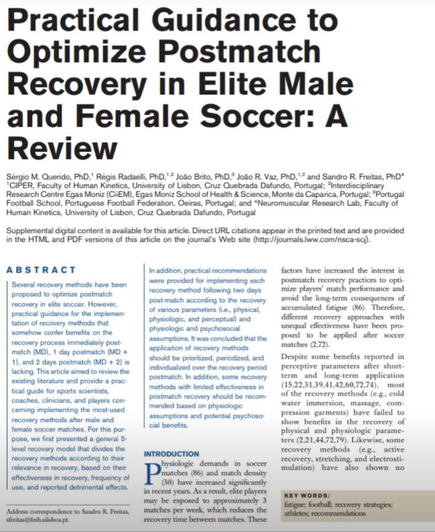 ⚽📊 Practical Guidance to Optimize Postmatch Recovery in Elite Male and Female Soccer: A Review

journals.lww.com/nsca-scj/fullt…
