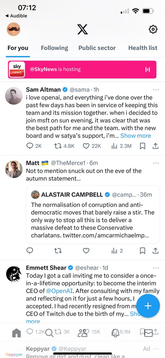 AndyACL's tweet photo. When tweets align….. Who actually is CEO of OpenAI now?? https://t.co/Ag0WJxRTk0