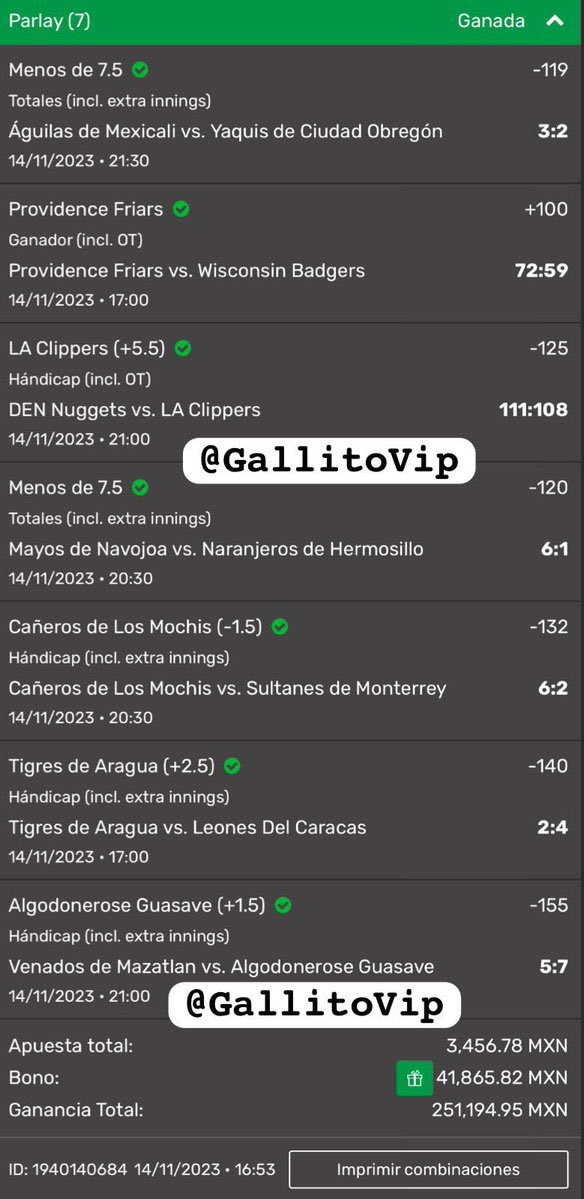 GallitoVip's tweet photo. SOY EL REY DE LOS PARLEYS 👑 💣

Ustedes son testigos de los resultados🤑

828,500 pesos ganados con 4 apuestas

2 Champions League 🚀
1 Super Bowl 🏈

Juntos de la mano viviendo esta aventura, gracias a todos ustedes😭❤️

Grupo GRATIS de picks👇🏻

https://t.co/19VWApDq8u https://t.co/Fbaeg5fKdo