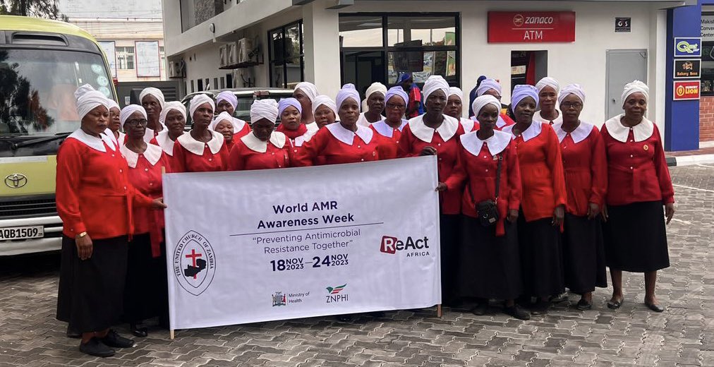 This morning ReAct Africa and the women from Matero UCZ fellowship join a March organised by @ZMPublicHealth through the Antimicrobial Resistance Coordinating Committee (AMRCC) to commemorate #WAAW2023 #CommunityEngagement