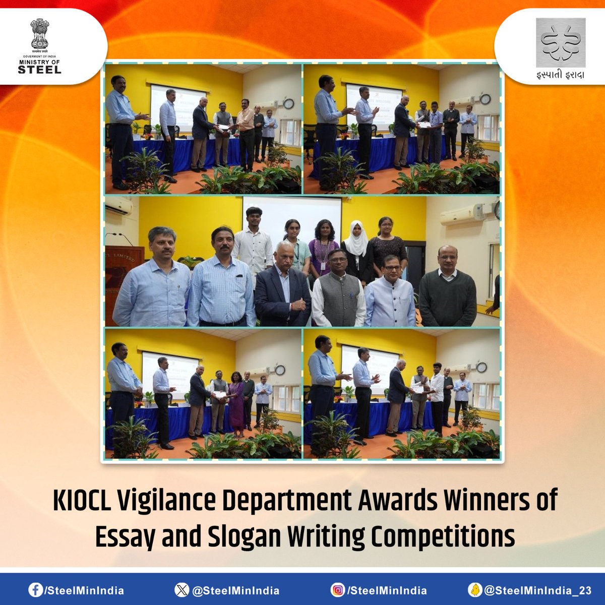 #KIOCL's #VigilanceDepartment honors winners of Essay and Slogan Writing Competitions among employees, and students from schools, and colleges. 🏆📝

#KIOCL #WritingCompetition