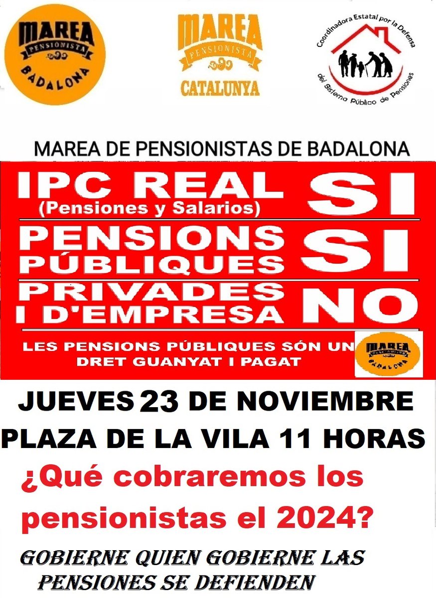 Mañana a las 11 plaza de la Vila Badalona.
Tu asistencia es importante!!!