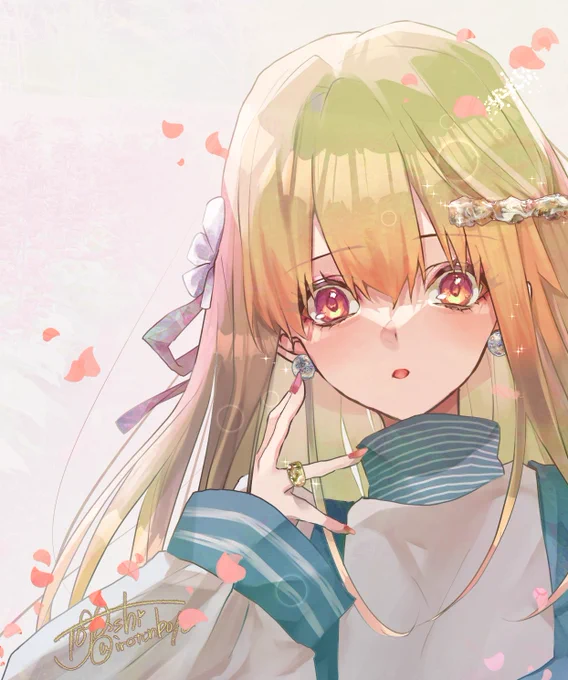 もう第何回目か分からなくなったアクセサリーとイラストのコラボ企画、monetoさん( )の素敵便からイメージ画を描かせて頂きました 正直余りにも多彩な作品を表すのに足りて無い絵なので描き直したい所ですが…ご参加ありがとうございました! 本当にどのお色味も形も大好きです