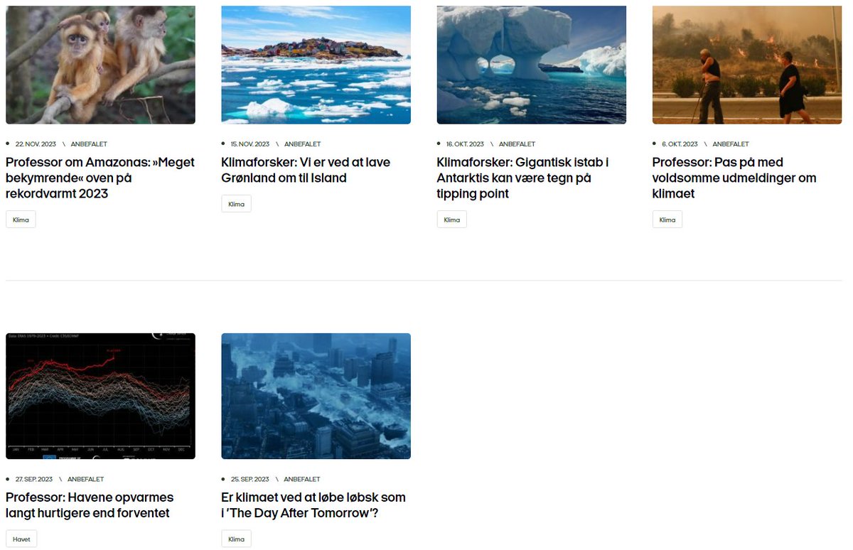I dag udkom næstsidste artikel fra min hånd på <a href="/videnskabdk/">Videnskab.dk</a>. Dermed slutter en serie om klimaet lige nu med bidrag fra en perlerække af forskere i form af saglige og indsigtsfulde @JeHeChr, <a href="/KRichardsonC/">Katherine Richardson</a>, <a href="/ruth_mottram/">Ruth Mottram</a>, <a href="/icymatters/">Nanna B. Karlsson</a> og <a href="/JCSvenning/">Jens Svenning</a> bit.ly/49P0jWE #dkvid