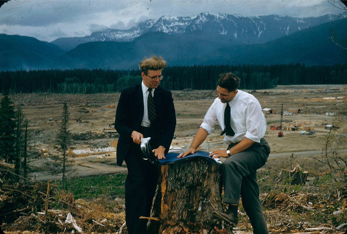 Architects planning the layout of Kitimat, British Columbia in 1956.