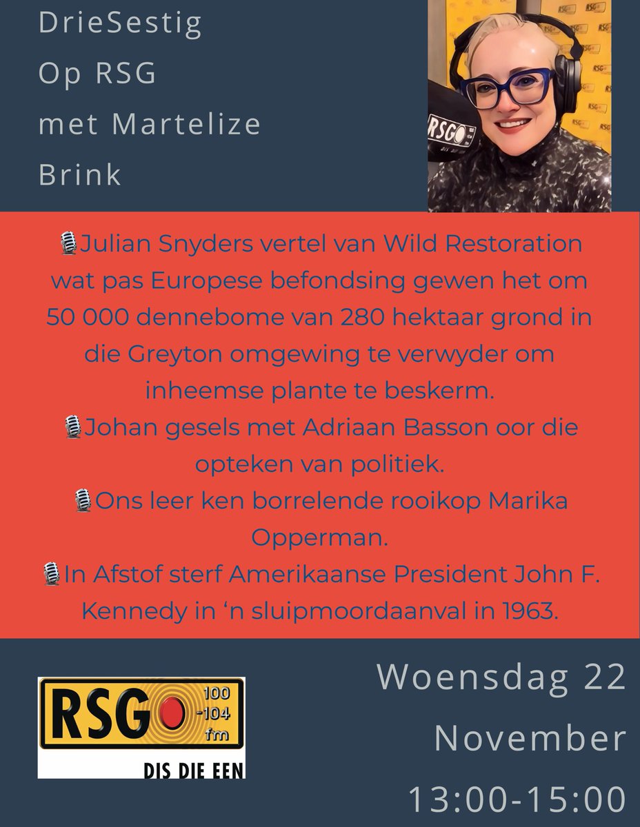 Martelize Brink (@martelizebrink) on Twitter photo Goeie môre almal! Ek het vir die eerste keer in ‘n lang tyd vas en regdeur geslaap. Hoe heerlik. Hier is ons middag saam met jou op DrieSestig. <a href="/zarsg/">RSG 100-104FM</a> Goeie môre almal! Ek het vir die eerste keer in ‘n lang tyd vas en regdeur geslaap. Hoe heerlik. Hier is ons middag saam met jou op DrieSestig. <a href="/zarsg/">RSG 100-104FM</a>