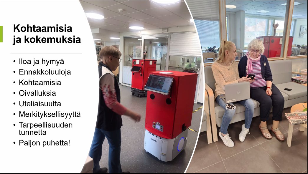 <a href="/hvuohelainen/">Hanna Vuohelainen</a> Digitaalisilla ratkaisuilla tuetaan myös hyvinvointia. Satakunnan ammattikorkeakoulun <a href="/SariMerilampi/">Sari Merilampi</a> esitteli rohkaisevia kokemuksia robottien käytöstä vanhustyössä. Lue lisää RoboRFID-hankkeesta: 
roboai.fi/tutkimus-ja-tu…
#DiyKS <a href="/JAMK_fi/">Jamk</a>