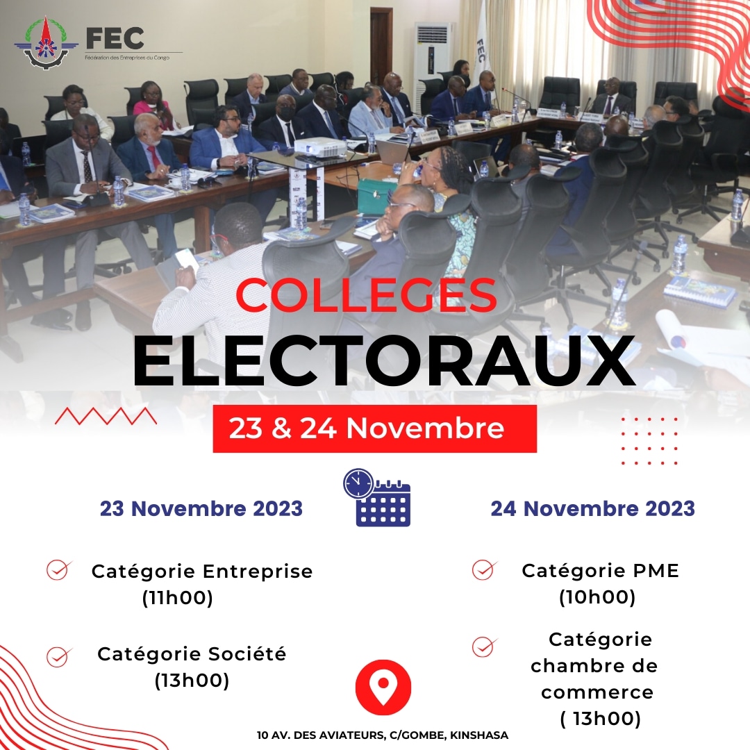 🚨 La date limite de dépôt des candidatures pour l'élection des Administrateurs et du Président du Conseil d'Administration est fixée à ce mercredi 📅22 novembre 2023 à 🕰 16h00 ( heure de #Kinshasa).
