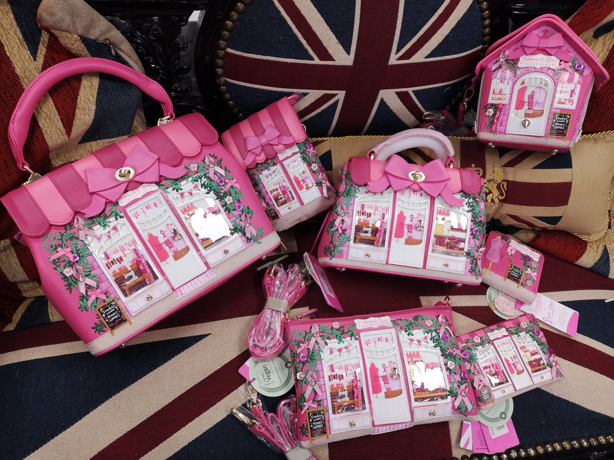AngelaBare's tweet photo. Our fantastic vendula collection supporting breast cancer. #pinkribbonfoundation #vendulalondon #limitedstock #limitededition #vendula #vegan @angelabare https://t.co/mF30Fx8ckA
