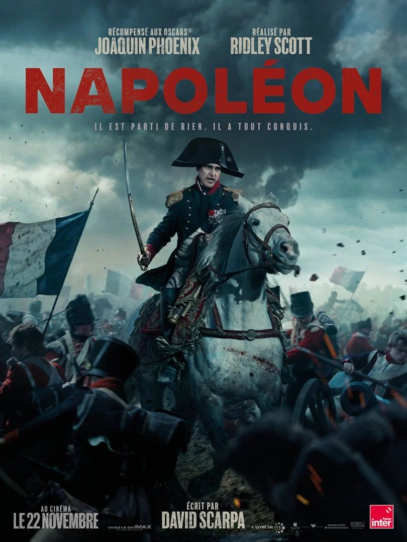 #MercrediCinema 🎞️
#NapoleonMovie De Ridley Scott, avec Joaquin Phoenix, Vanessa Kirby, Tahar Rahim ...