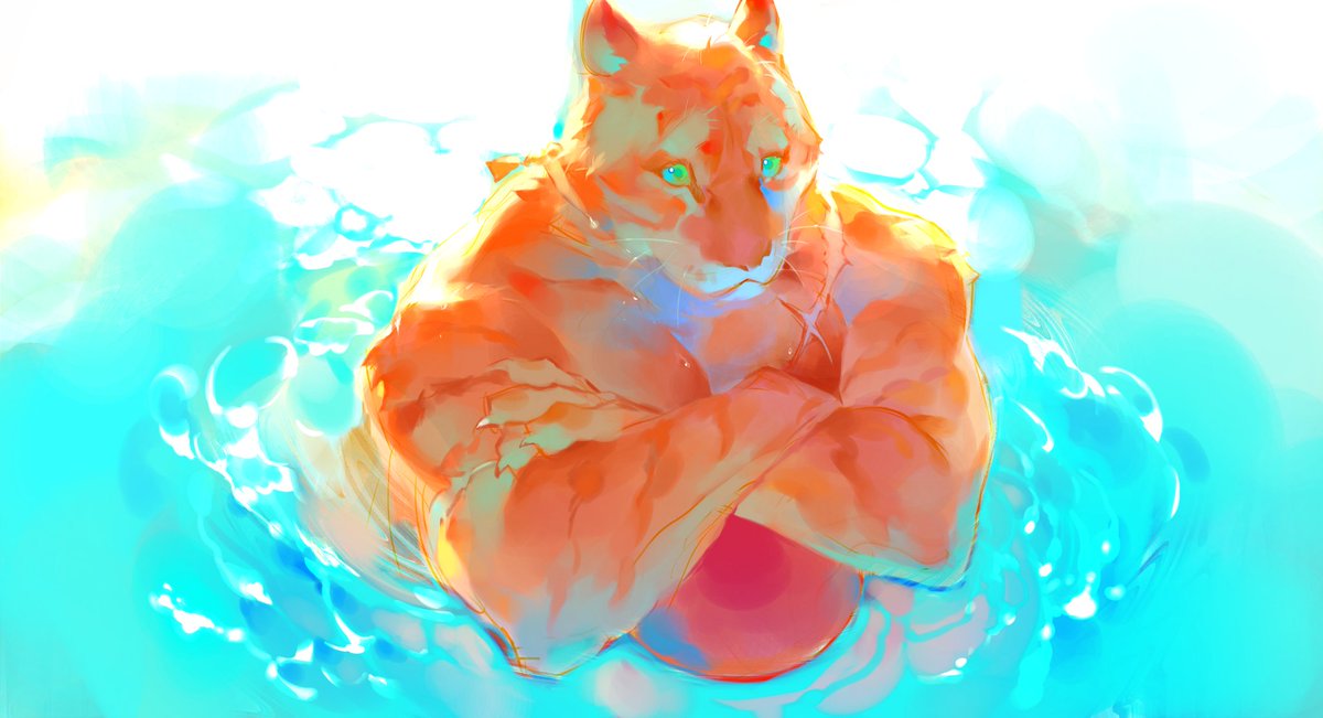 翻到了以前和朋友玩企划的时候画的我的狼和她的虎，没想懂为什么我那会儿画狼会把耳朵画这么长，但是总之朋友的虎我画的很满意（喂