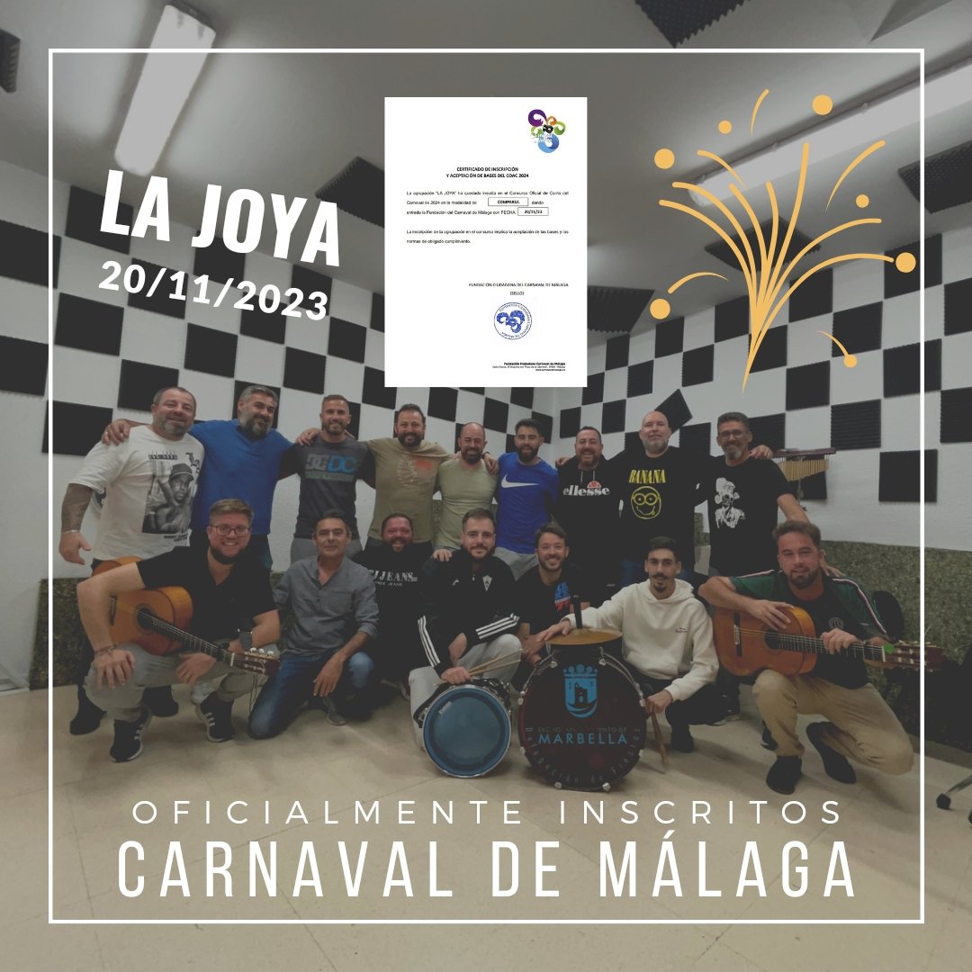 💥 Ya estamos inscritos!!
#carnaval #malaga #comparsa  #marbella #lajoya #teatro