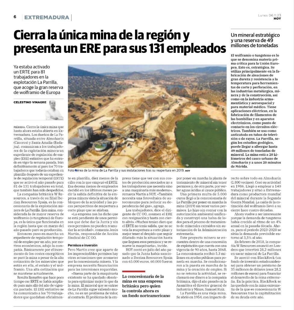 BASTA YA DE BURLAS: Cierra otra mínima ¿"crítica"?
🔍Tras numerosas actuaciones ilegales por las que fue condenada (tristemente el importe por contaminar el entorno es irrisorio) cierra la mina de La Parrilla (Almoharín).

💸Los más de 5 millones de € en ayudas públicas en un...