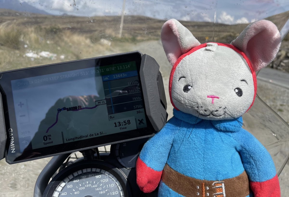 Tom Mouse at high altitude in South America #charitychallenge for @DSAInfo #downsyndrome riding a motorbike down the whole of #southamerica justgiving.com/fundraising/ri…