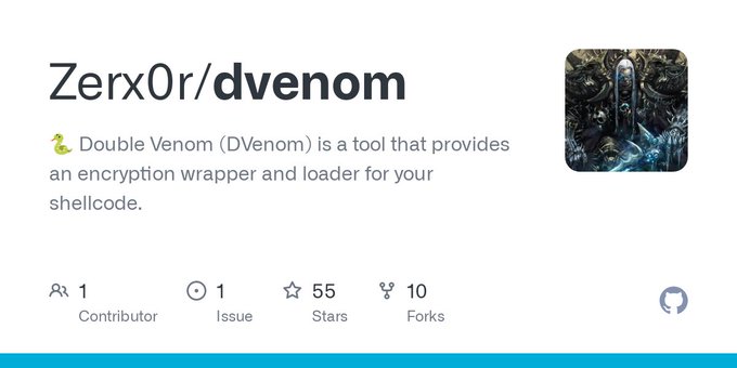 hack_git's tweet image. 🐍 Double Venom (DVenom)

A tool that helps #redteam bypass AVs by providing an encryption wrapper and loader for your #shellcode.

🛡️ Capable of bypassing some well-known antivirus (AVs).
🔒 Offers multiple encryption methods including RC4, AES256, XOR, and ROT.
🏗️ Produces…