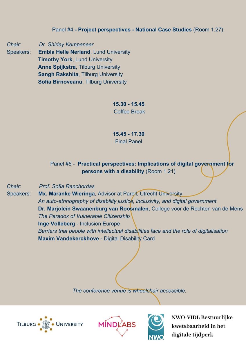 BeckMalou's tweet photo. 🚨Two more days to sign up to our conference ‘Vulnerability, disability rights, and digital government’ on Nov 30 in Tilburg. 

Together with our amazing speakers we will be discussing digital government, exclusion, vulnerability, disability, structural disadvantage &amp; more. https://t.co/TIJQZBFD1J