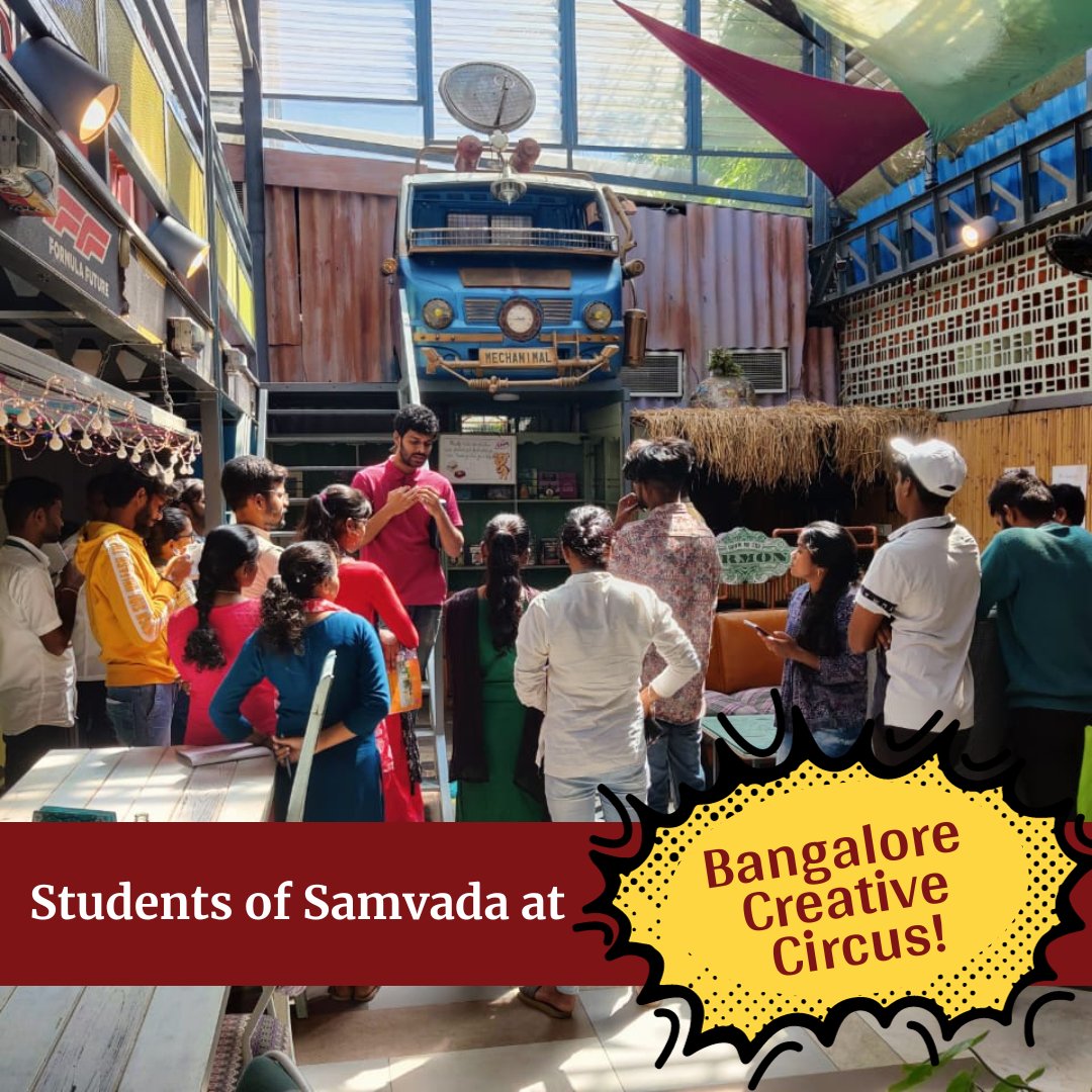 OfficialSamvada's tweet photo. 20 students of our Waste Supply Chain Management course recently took a deep dive into the world of #upcycling &amp; #sustainability at Bangalore Creative Circus, an Urban Living Lab! 

A big shoutout to @BlrCreativeCirc for providing this transformative visit to our students!

1/2 https://t.co/vEm959DSkW