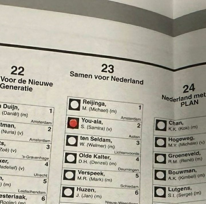 Daar gaan we dan <a href="/Samira1980/">Samira</a>! 

Vandaag is de dag, dames en heren. Gebruik uw #stemrecht! Ga #stemmen, en #stem wijs.

Stem vandaag #lijst23.
Stem #SamenvoorNederland.

Om de Nederlander direct in de Tweede Kamer te krijgen. Niet alleen een vertegenwoordiger.
💙🤍❤
#verkiezingen