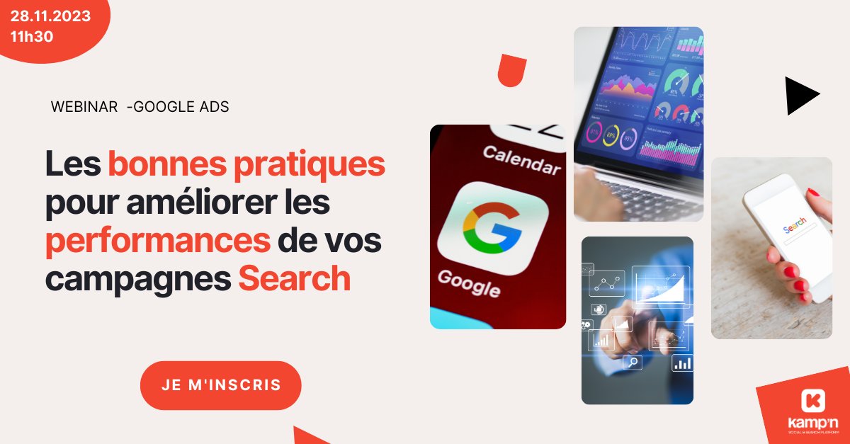 Nous avons compilé nos meilleures astuces pour vous aider à booster de manière drastique vos performances sur Search ! Pour les découvrir, ne manquez pas notre webinar organisé le 28 novembre prochain à 11h30 ⤵️
ow.ly/oRwf50Q8OuW