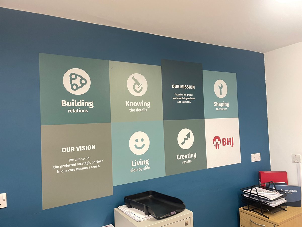 FASTSIGNS_Hull's tweet image. Back to our client's BHJ Seafood in Grimsby to install new wall vinyl, with their new Vision and Mission statements and values to help the global business towards their FutureSight27 goals.

#Businesses #Wallgraphics