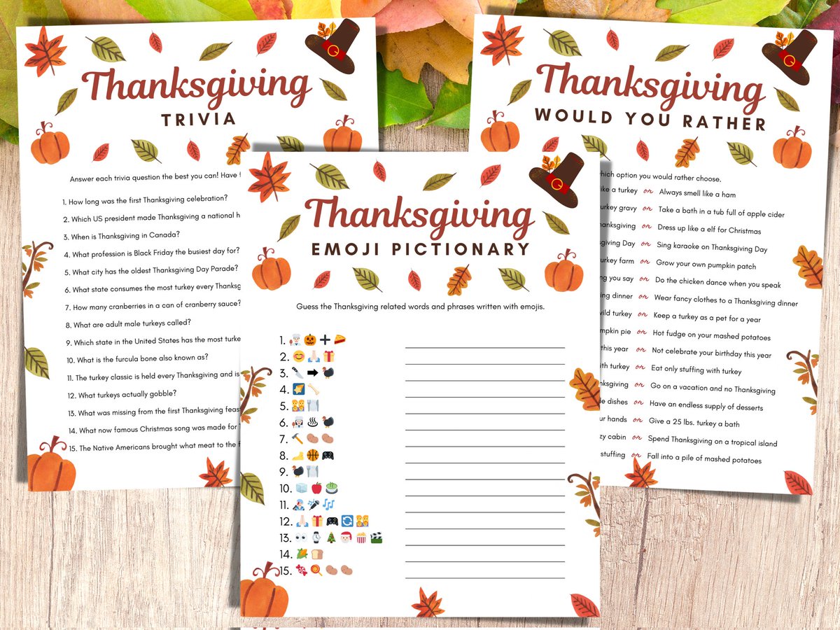 EsaKreates's tweet photo. Happy Thanksgiving! 🦃✨️Thanksgiving SALE 15% OFF✨️ Are you looking for games to entertain your guests? Don't miss out on these fun holiday games! Games for kids, teens, and adults. Easy to print and play right away! Check out my Etsy Shop ⬇️
https://t.co/LalQSwfxe5 https://t.co/zBHA1oevXh