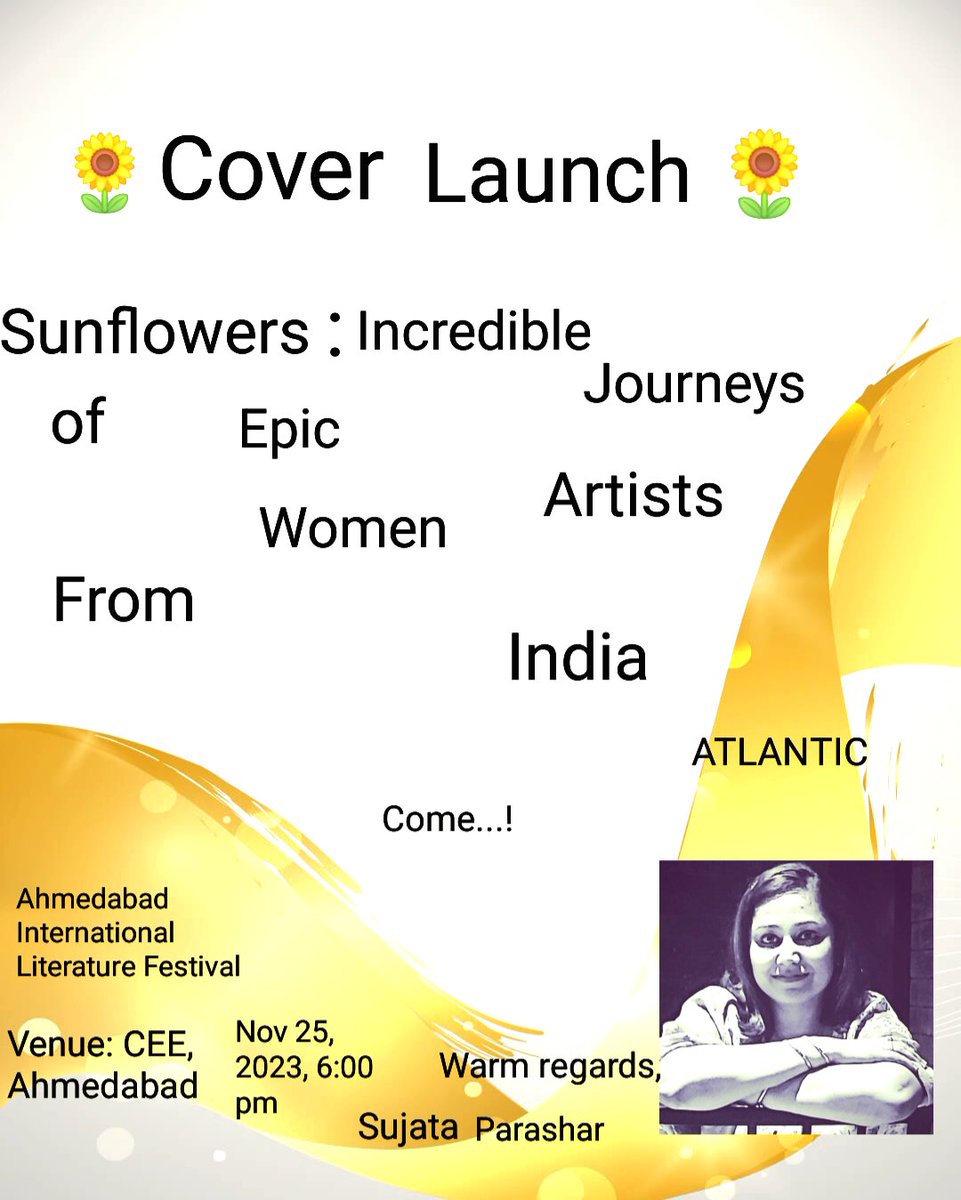 sujatavidu's tweet photo. Friends/ readers in Ahmedabad, do drop by. Would love to meet you...
😊🌻
@AhmLitFest
@bakers_book
@AtlanticBooks
#coverlaunch #BookCover #Ahmedabad #Literature #litfest #women #womenartists #biographies ##artandculture https://t.co/ZzPtS8wag8