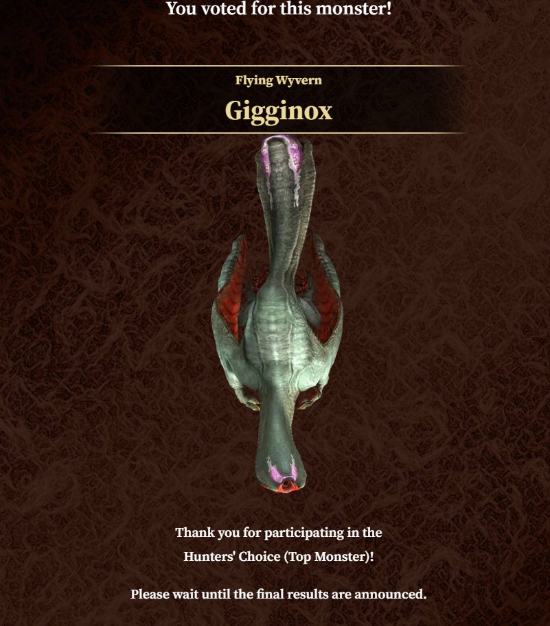 WizardCrocodile's tweet photo. please vote properly, DONT VOTE FOR FUCKING FLAGSHIPS
#MonsterHunter https://t.co/YZdCx2qYtQ