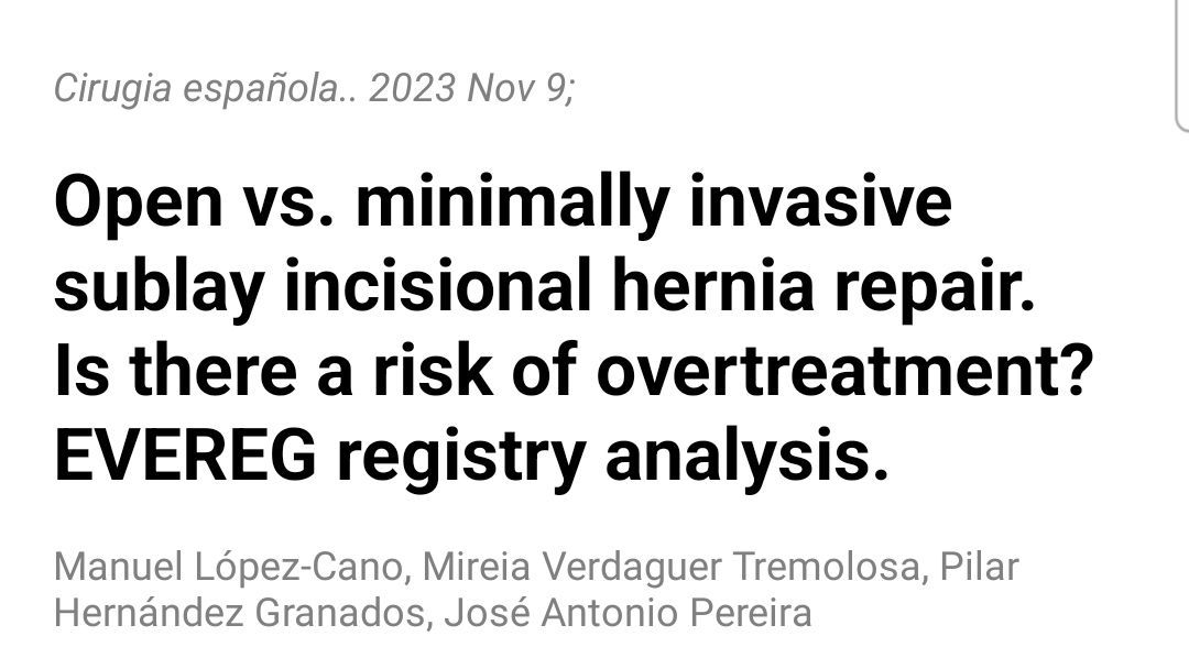 eurohernias's tweet photo. https://t.co/XArlvzrJIo Open vs. #MIS sublay #IncisionalHernia repair. Is there a risk of overtreatment? #EVEREG #HerniaRegistry analysis.

#HerniaSurgery @cirugiaespanola https://t.co/YavCHdPdF2