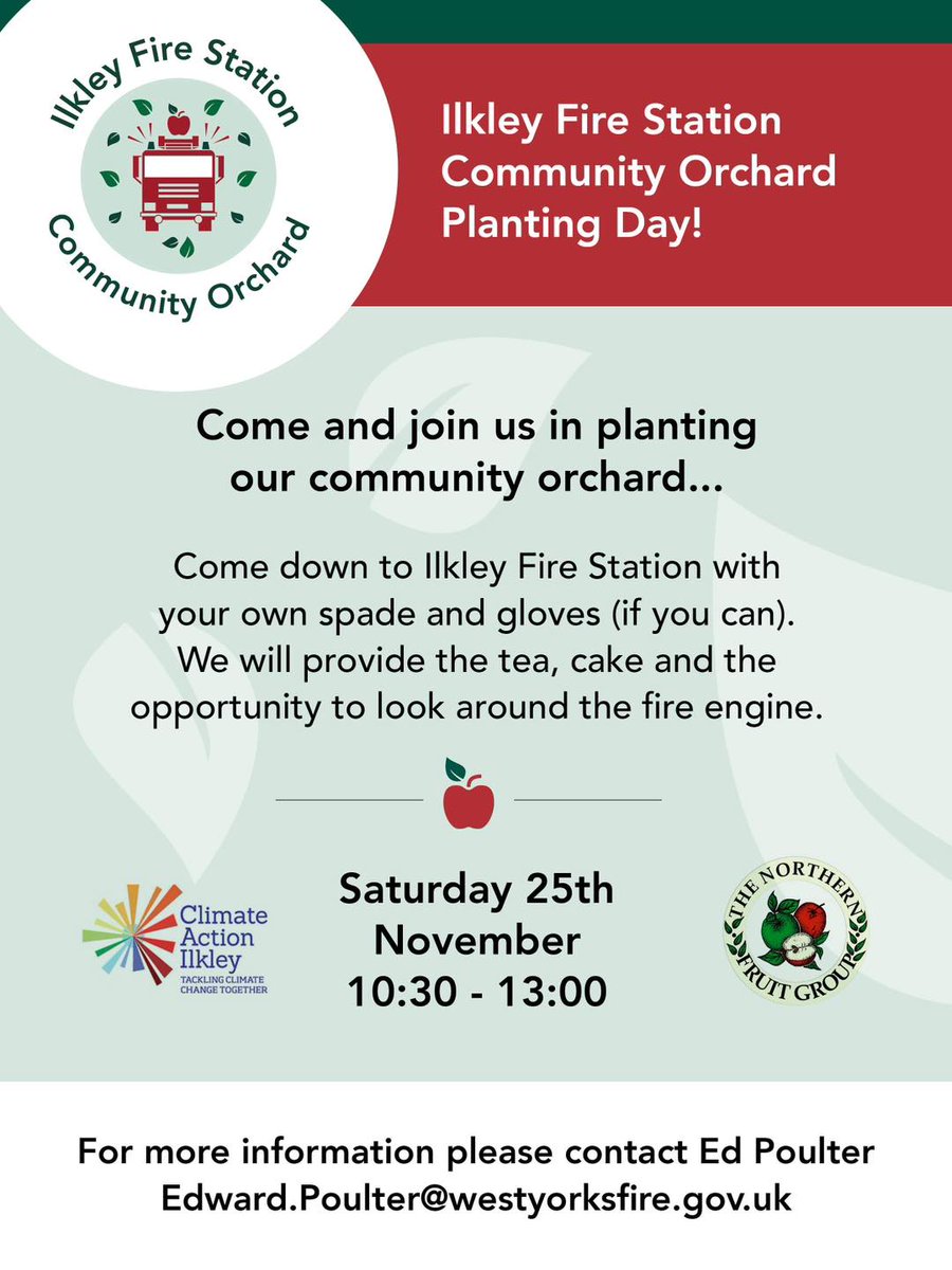 Can you help #Ilkley Fire Station with its planting day on Saturday for the station's Community Orchard 🌳