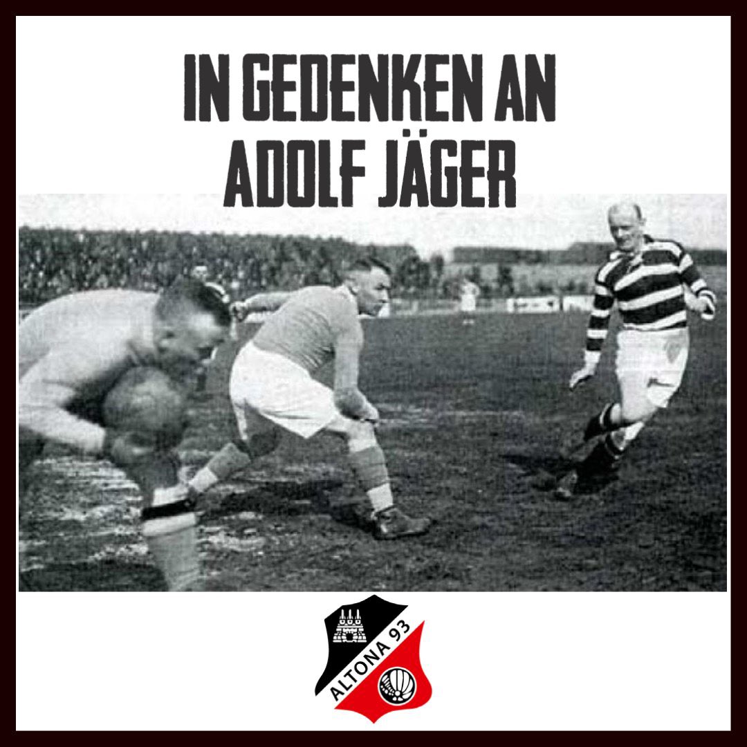 AltonaerFC1893's tweet photo. Ohne ihn wäre heute alles anders. Wir gedenken Adolf Jäger, der heute vor 78 Jahren im Alter von 55 Jahren verstarb. Er war ein Ausnahmespieler und dem Verein Zeit seines Lebens eng verbunden.🖤🤍❤️ #altona93 #altona #ajk #wirsindalleeinervonuns #afc93 https://t.co/NQOtS4tXKh