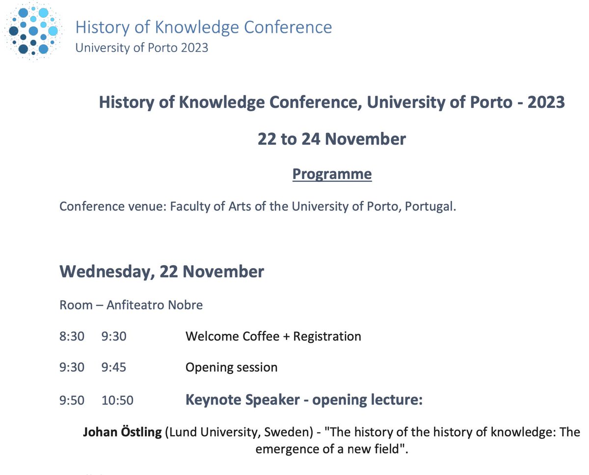 Today the “History of Knowledge Conference” starts in Porto. It’s the first major international conference devoted to this expanding research field. I’m happy to have been invited to give the opening lecture.