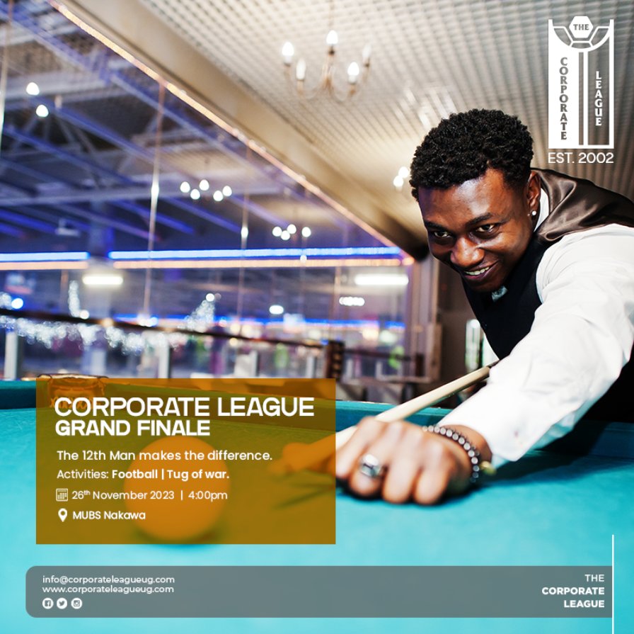 UgandaCorporate's tweet image. Meanwhile, the pool tables will be buzzing with precision and strategy. Cue in hand, players will aim for victory in a pool showdown that promises suspense and skillful maneuvers. 🎱💫 Who will conquer the green felt and seize the pool table crown? #PoolMasters @CentenaryBank