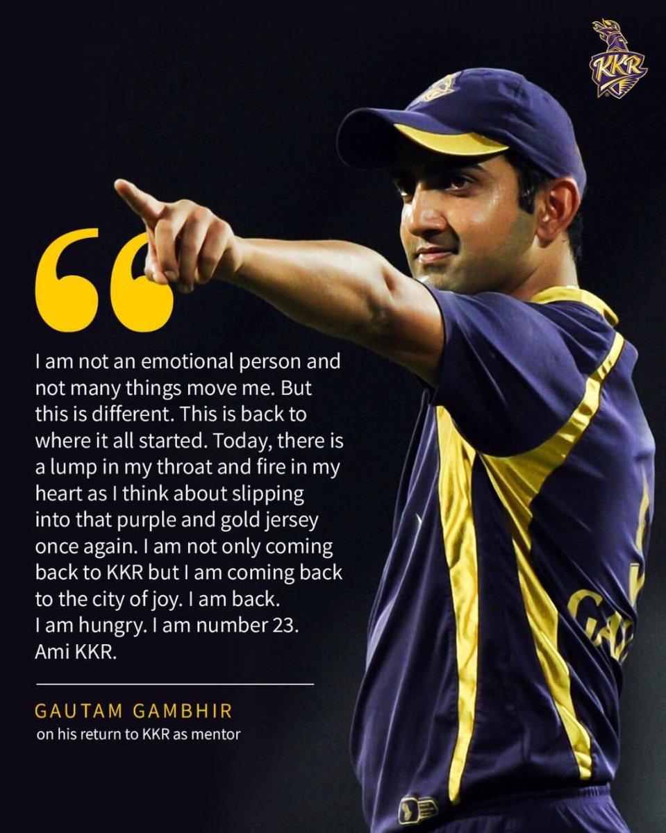 srkfan678's tweet photo. GAUTAM GAMBHIR RETURNS HOME
TO KOLKATA KNIGHT RIDERS AS MENTOR ๐
@GautamGambhir @KKRiders
@teamsrkfc
#GGIsBack #AmiKKR https://t.co/3CyU9HSsAC
