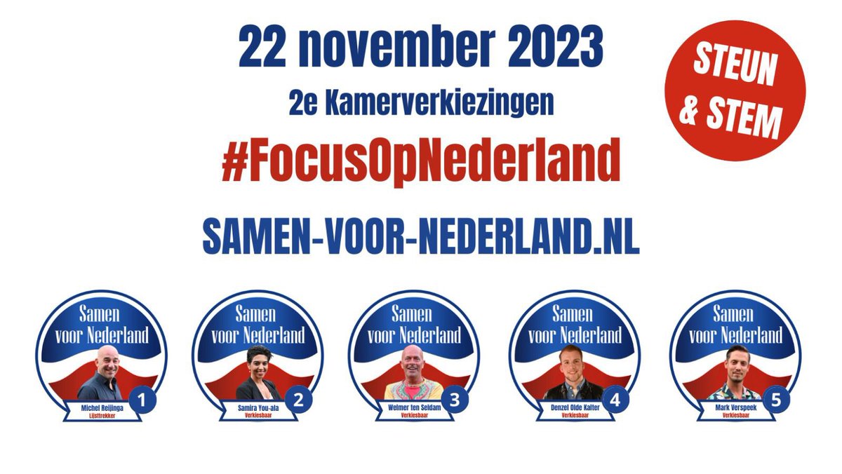 Stem lijst 23. 
Stem Samen Voor Nederland!

#verkiezingen 
#verkiezingen2023 
#FocusOpNederland