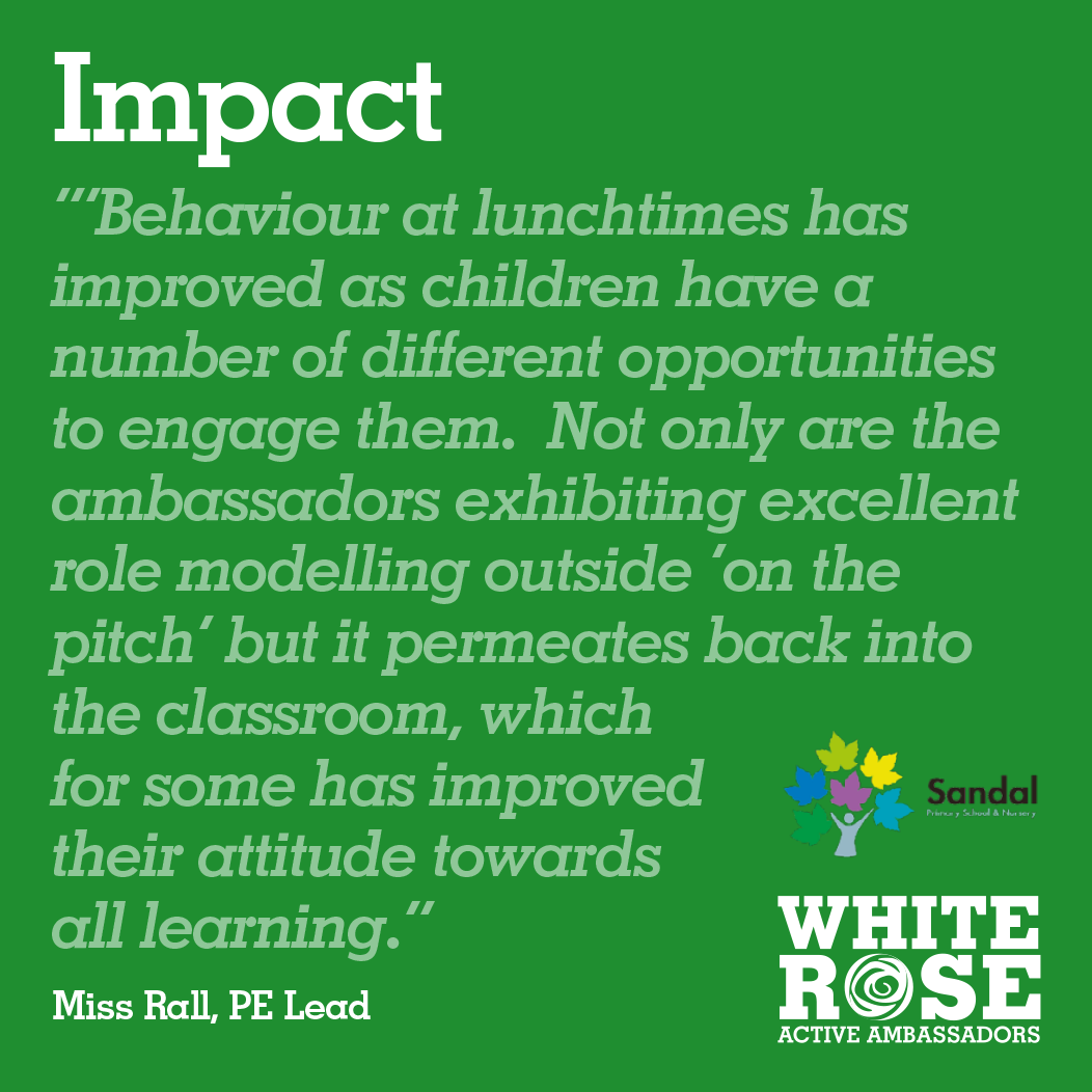 📷📷 Impact 📷📷

We always like to see and hear the Impact of our award

Your schools Active Ambassadors don't only benefit the leaders themselves but also the behaviour, enjoyment and health of your school. 

#leadership #sportspremium #activeopportunities #SchoolGames