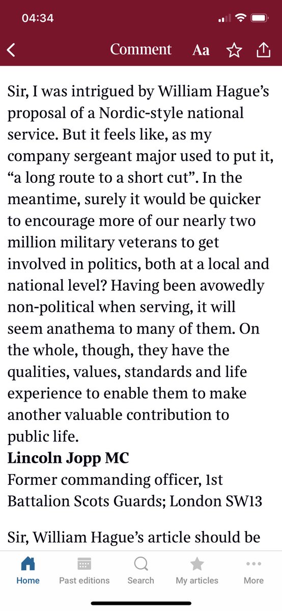 To all my #veteran friends on here from whatever (former) rank and whatever your politics, please give this a read and some thought. You’ve got a lot to give. From today’s Times…