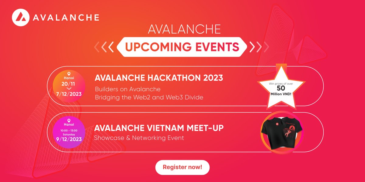 Avalanche Việt Nam: Hackathon và Meetup 2023! Lần đầu tiên, Avalanche Việt Nam sẽ tổ chức một chuỗi sự kiện độc đáo, kết hợp giữa Hackathon và Meetup tại Hà Nội. Hứa hẹn mang đến những trải nghiệm đặc sắc và giải thưởng lớn. **20-28/11/2023:…