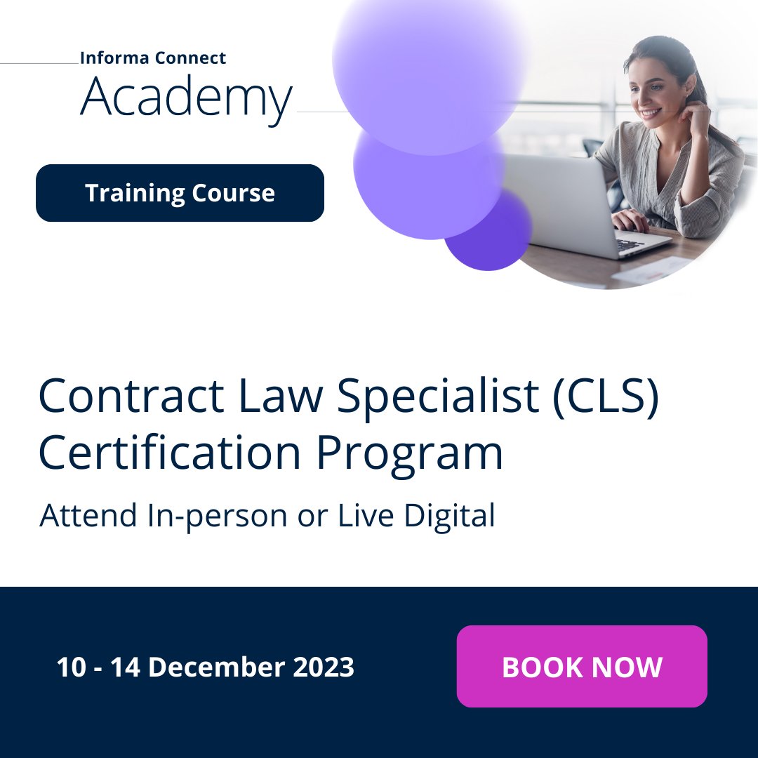 InformaAcademy's tweet image. 📢 Join our expert course instructor Herbert Wolfson, on 10 – 14 December for our CLS certification program!

View the full agenda: bit.ly/46lyIcE

Contact us at E: MEenquiries@informa.com | T/Whatsapp: +971 55 176 0524

#InformaConnectAcademy #Legalcourse #ContractLaw