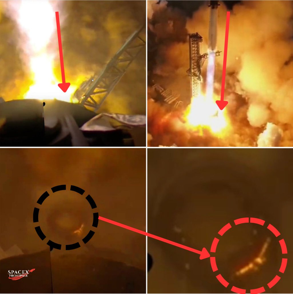 #Starship leaving the tower at an angle, this is throwing the flame to the back side of the OLM and causing a cracking steel. Is there any possible solution for the next launches? 🤔🚀🔥