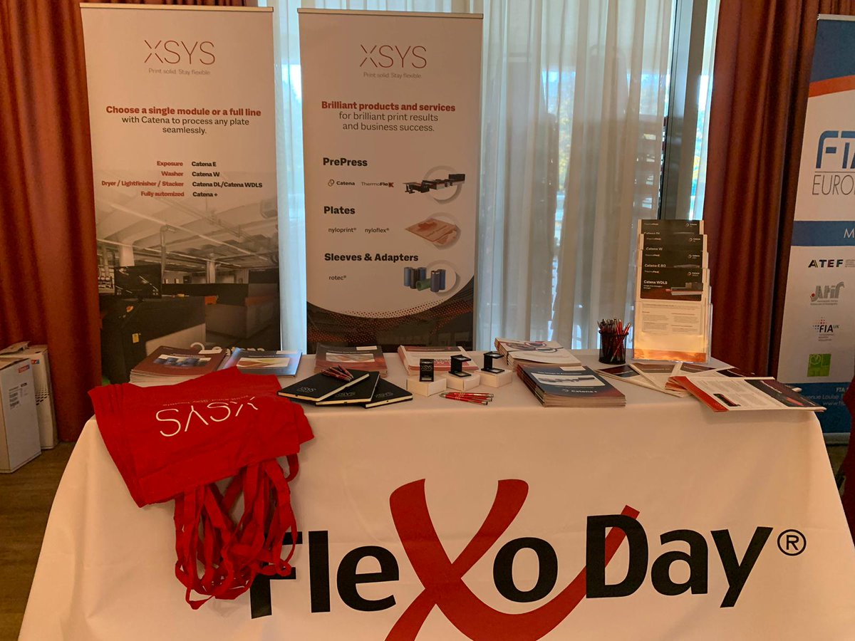 Day two at #FlexoDay! 
Visit our stand to learn more about the fully automated #Catena+ line and all its modules, our #ThemoflexX #imagers, our nyloflex® #flexographic #plates and nyloprint® #letterpress plates,  and our rotec® #sleeves and #adapters.
#XSYS #Bebrilliant
