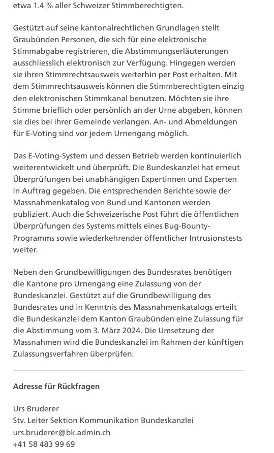 barbouillech's tweet photo. "Der Bundesrat bewilligt den Einsatz von E-Voting im Kanton Graubünden"

Brilliant. 🗳️ 

#noevoting https://t.co/WNPg0zXBoI