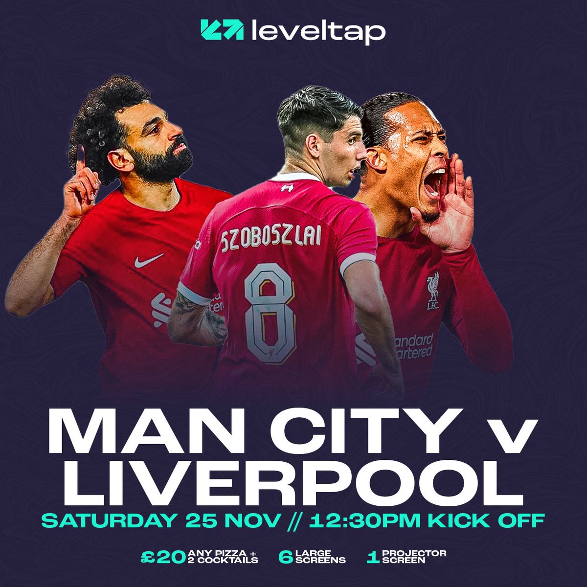 LevelTapLPL's tweet image. Watch Man City vs Liverpool live at @LevelTapLPL ⚽️

Kick off at 12:30pm on Saturday 25th Nov 🩵

🍕 Any pizza &amp;amp; 2 cocktails for £20 🍕

🍸 2 For 1 on all cocktails 🍸

#cityliv #ManCity #Liverpool #earlykickoff #leveltap