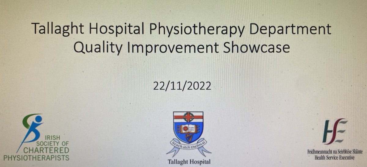 Excited for our #TUH Physiotherapy Dept Annual Quality Improvement Showcase this morning. Great work by a great team #TUHWorkingTogether #proudphysiomanager ⁦@AineOBrien8⁩ ⁦@eimearculligan⁩ ⁦@AntoinetteCurl3⁩ ⁦@GillianAHarte⁩