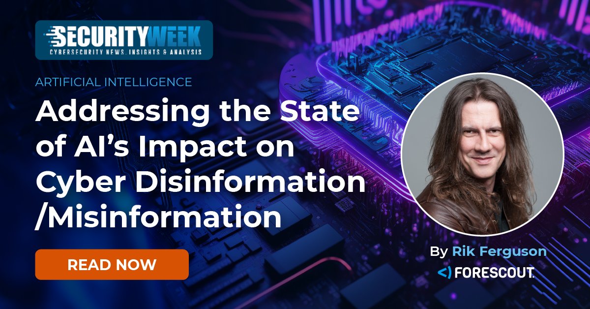 #AI growth has allowed for new approaches to mis &amp; disinformation online, posing risks for security teams. <a href="/rik_ferguson/">Rik Ferguson - Gone to Bluesky 🇺🇦</a>, our VP of Security Intelligence, shares how to combat these threats. Read more in his <a href="/SecurityWeek/">SecurityWeek</a> column: bit.ly/47iwf3S bit.ly/47qyHFu