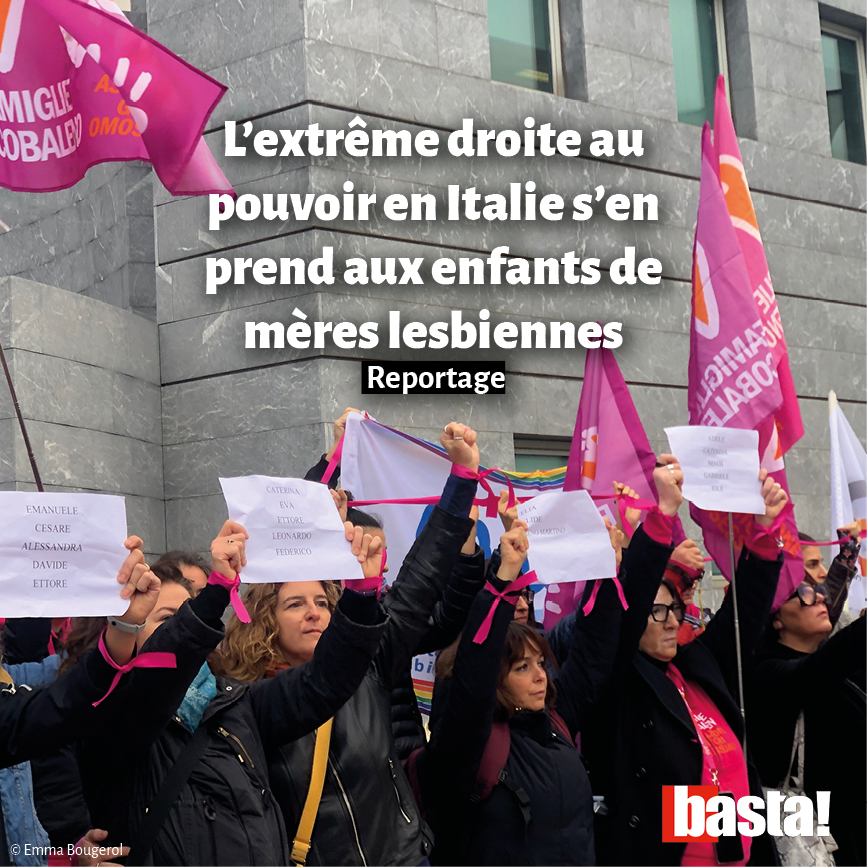 Le gouvernement d'extrême-droite de Giorgia Meloni en #Italie a décidé de s'attaquer aux couples lesbiens. À Padoue, 37 enfants risquent de se retrouver avec une seule mère sur leur acte de naissance. Les procès sont en cours. Reportage par @BougerolEmma basta.media/extreme-droite…