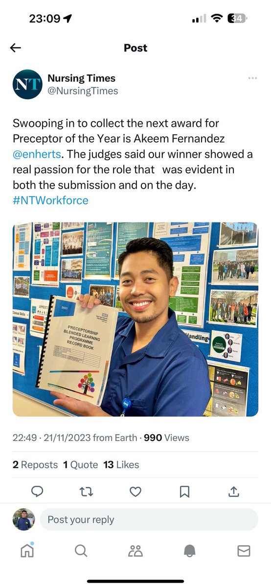 My heart is full ❤️ Thank you so much @NursingTimes, to @enherts and to my ever supportive team @JeromeAlagao who gave me his trust and nominated me 🤩 #NTWorkforce