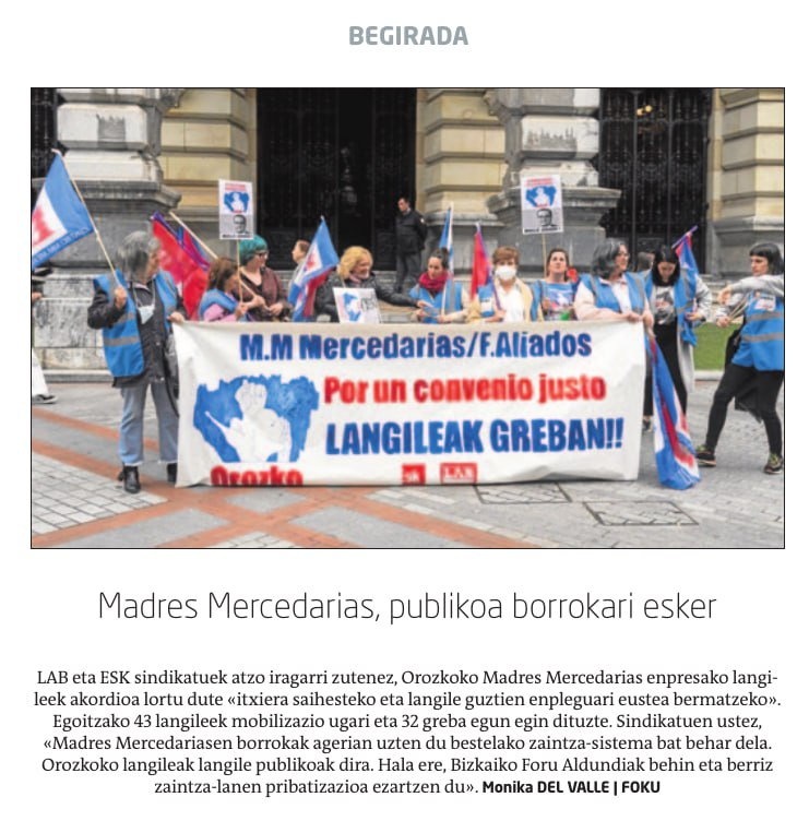LABpublikoa's tweet photo. 🔴 «MADRES MERCEDARIAS, publikoa borrokari esker»
#Begirada via @garanet @naiz_info 

#PUBLIKOetaINDARTSU 
#lortudugu! #LangileBORROKA https://t.co/6FzE6C0Cs4